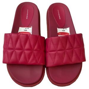 Barbie 14th & Union Tallin Hot Pink Quilted Slides sandals Sz 9 NWT Sandals